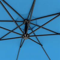 Outsunny 3m Overhanging Parasol, with Base, Weights and Cover - Blue(m-11)