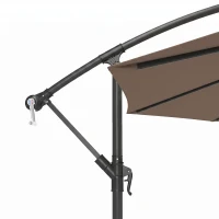 Outsunny 3m Overhanging Parasol, with Base, Weights and Cover - Coffee(m-10)