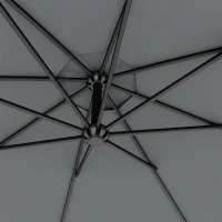 Outsunny 3m Overhanging Parasol, with Base, Weights and Cover - Dark Grey(m-12)
