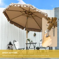 Outsunny Umbrela pentru gradina cu inclinare si manivela, Umbrela de exterior pentru masa cu acoperis dublu, kaki(m-7)