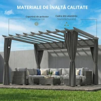 Outsunny Pergolă aprox. 3,6 x 3 m, pavilion de grădină, copertină din aluminiu cu acoperiș reglabil, gri închis(m-6)