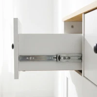 HOMCOM Buffet Cuisine, Meuble de Rangement avec 5 Tiroirs et Porte, Style Rustique, 100 x 40 x 94 cm, Blanc(m-11)