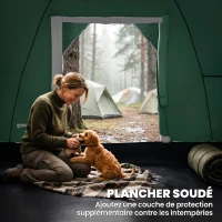Outsunny Tente de camping familiale 5-6 pers. - tente tunelle étanche légère ventilée - grande porte + 2 fenêtres vert(m-5)