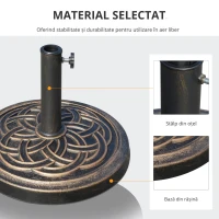 Outsunny Suport pentru umbrela de exterior, 12kg, rotund, Bronz | Aosom Ro(m-4)