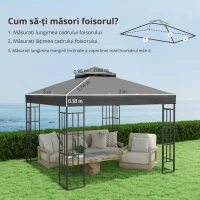 Outsunny Husă de schimb pentru pavilion 3 x 3 m, prelată de schimb pentru pavilion cu orificii de scurgere a apei, UPF30+, protecție solară, gri închis(m-2)