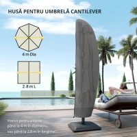 Outsunny Husă pentru Umbrelă 3x3 m Impermeabilă, Protecție cu Fermoar și Șnur, Negru(m-7)