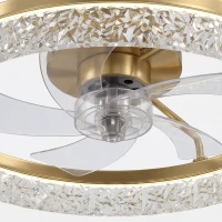 HOMCOM Ceiling Fan with Lights, Dimmable LED Mount Ceiling Fan Light with Remote App Control for Bedroom, Gold Tone(m-13)