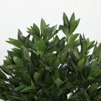 Outsunny Artificial Bay Laurel Topiary Trees with Twisted Trunk, Realistic Lush Topiary Ball Tree with Weighted Pot, Set of 2(m-12)