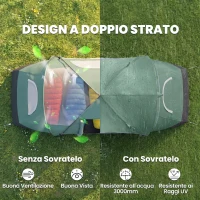Outsunny Tenda da Campeggio 6 Posti Idrorepellente con Protezione UV, Pali in Fibra di Vetro, 4.55x2.2x1.8 m, Verde(m-4)