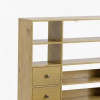 HOMCOM Escritorio de ordenador con 4 cajones, 105 x 60 cm, escritorio con almacenamiento, estantes abiertos, 105 x 60 cm, madera natural(m-7)