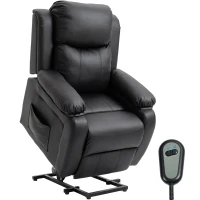 HOMCOM Fauteuil releveur électrique fauteuil relax électrique avec repose-pied télécommande et 2 pochettes 76x90x105cm noir(m-16)