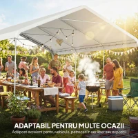 Outsunny Garaj 5x6m, Portabil, Cadru din Oțel Galvanizat pentru Mașini/Camioane, Crem(m-8)