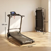 HOMCOM Tapis Roulant Elettrico Pieghevole Salvaspazio, Velocità 14km/h, Monitor LCD 5 Programmi e Presa USB, per Casa e Ufficio, Motore 750W, Nero(m-3)