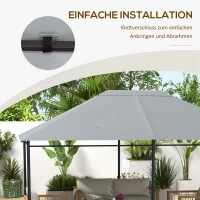 Outsunny Ersatzdach Pavillon Pavillon-Baldachin, wetterbeständig, 397 x 297 cm, Hellgrau(m-6)