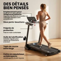 Tapis de Course Electrique Pliable - Aosom.fr x FFHandball - Tapis Roulant 1-12 Km/h 500 W écran LCD 12 programmes Noir(m-7)