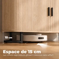 HOMCOM Buffet salon, meuble de rangement ovale avec 2 portes coulissantes et étagères réglables, 140x40x75cm, bois naturel(m-7)