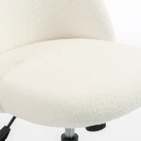 HOMCOM Draaibare bureaustoel met teddyfleece, in hoogte verstelbaar, met wieltjes, comfortschuim, crème(m-12)
