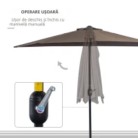 Outsunny Umbrela de Perete Semi Circulara cu Deschidere(m-7)