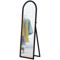 HOMCOM Espejo de Pie Arqueado de Cuerpo Entero con Marco Efecto Imitación Piedra para Salón Dormitorio 53x163 cm Marrón(m-7)