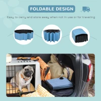 PawHut Foldable Dog Pool for Puppies and Ducks, Thickened PVC Dog Paddling Pool Bath Tub Hard Board, Anti-Slip Bottom and Drainage Hole, 100 x 30cm, Blue(m-6)