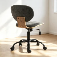 HOMCOM Home Office Desk Chair Rocking Function Ergonomic Swivel Chair with PU Wheels, Grey(m-10)