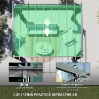 Outsunny Pergolă aprox. 3,6 x 3 m, pavilion de grădină, copertină din aluminiu cu acoperiș reglabil, gri închis(m-5)