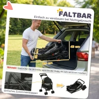 PawHut Hundewagen Faltbar Hundebuggy mit Kissen Netzfenstern Getränkehalter 360° drehbare Räder für kleine Hunde bis 10kg Grau(m-6)