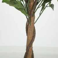 Outsunny Artificial Bay Laurel Topiary Trees with Twisted Trunk, Realistic Lush Topiary Ball Tree with Weighted Pot, Set of 2(m-10)