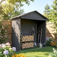 Outsunny Capanno da Giardino 1.1x2 m con Porta Avvolgibile, Tenda Garage per Bici e Moto, Grigio Scuro(m-9)