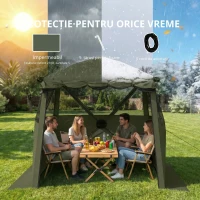 Outsunny Pavilion 2x2m Impermabil Stabil Rezistent la iarnă Pop-up Pavilion pliabil cu 4 panouri laterale Ferestre din plasă Ușă frontală UPF 30+(m-4)