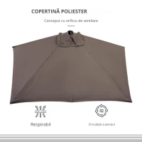 Outsunny Umbrela de Perete Semi Circulara cu Deschidere(m-4)