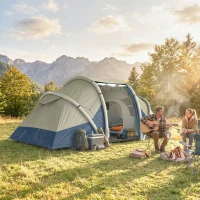 Outsunny Aufblasbares Zelt 4 Personen Schneller Aufbau Outdoor Camping Zelt mit 2 Schlafzimmer Mesh Fenster Vordach(m-10)