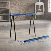 HOMCOM Set di 2 Cavalletti da Lavoro Pieghevoli con Superficie Antiscivolo in EVA per Lavori di Segatura, Blu e Nero(m-3)