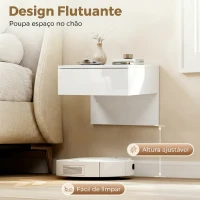 HOMCOM Conjunto de 2 Mesas de Cabeceira Suspensas com Gaveta para Fixar na Parede para Quarto 40x35x36,2 cm Branco Brilhante(m-4)