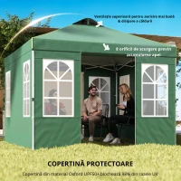 Outsunny Cort Pliabil 3x3 m Pop-up cu UPF50+ 4 Laterale Detașabile Înălțime Reglabilă și Husă de Transport Verde(m-7)