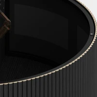 HOMCOM Coffee Table with Lift Top and Hidden Storage, Round Centre Table with Fluted Sliding Door, 80 cm, Black Wood Effect(m-11)