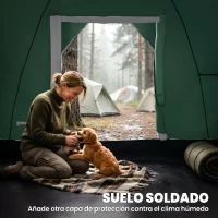 Outsunny Tienda de Acampada para 5-6 Personas Impermeable 3000mm+ con Bolsa de Transporte y Gancho 455x220x180 cm Verde(m-5)