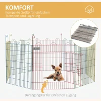 PawHut Freilaufgehege, Welpenauslauf, modulares Design, verriegelbar, Stahl, Ø156x60H cm, Bunt(m-6)