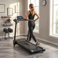 HOMCOM Tapis Roulant Elettrico Pieghevole Salvaspazio, Velocità 14km/h, Monitor LCD 5 Programmi e Presa USB, per Casa e Ufficio, Motore 750W, Nero(m-10)