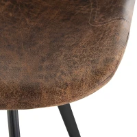 HOMCOM Set Of 2 Bar Stools Vintage Microfiber Cloth Tub Seats Padded Comfortable Steel Frame Footrest Quilted Home Bar Cafe Kitchen Chair Stylish Brown(m-8)