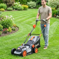 Outsunny 18V Cordless Lawnmower with 2 x 4Ah Batteries, Battery Lawn Mower with 34cm Cutting Width, Mulching Feature(m-10)