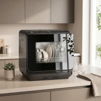 HOMCOM Tischgeschirrspüler, Mini-Geschirrspüler mit 6-Liter-Tank, 5 Programme, LED-Anzeige, Trocknungsfunktion, Schwarz(m-10)