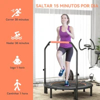 HOMCOM Trampolim Fitness Ø114 Trampolim Dobrável com Pega Ajustável em 4 Níveis Estrutura de Aço Preto e Laranja(m-7)