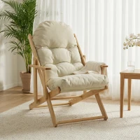 HOMCOM Fauteuil Chaise de Salon Pliable et inclinable en Bois Fauteuil Relax Confortable avec Coussin capitonné épais(m-2)