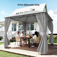 Outsunny 4 Paredes Laterais para Tenda 3x3 m Laterais de Tenda com 8 Janelas Proteção UV 30+ Impermeável Cinzento Claro(m-10)