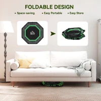 HOMCOM 48" Octagonal Mini Fitness Rebounder Trampoline Indoor Outdoor Foldable Mini Jumper with Adjustable Handle, Green(m-7)