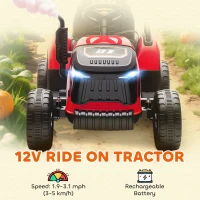 AIYAPLAY 2 in 1 Trattore Elettrico per Bambini 3-8 Anni con Rimorchio Staccabile, Telecomando, Musica, Luci, Rosso(m-3)