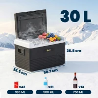Outsunny 30L Portable Car Refrigerator - Grey and Black(m-3)