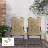 Outsunny 2er-Set Sitzkissen, 98 x 50 cm Stuhlkissen mit Bindebänder, Stoffbezug, 8cm dick Khaki(m-10)