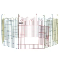 PawHut Freilaufgehege, Welpenauslauf, modulares Design, verriegelbar, Stahl, Ø156x60H cm, Bunt(m-1)